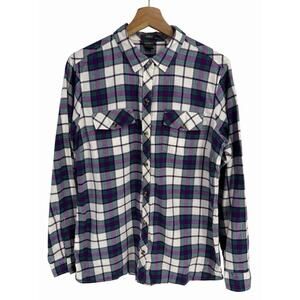 Eddie Bauer Shirt Womens Large Plaid Flannel Long Sleeve Button Down Classic Top